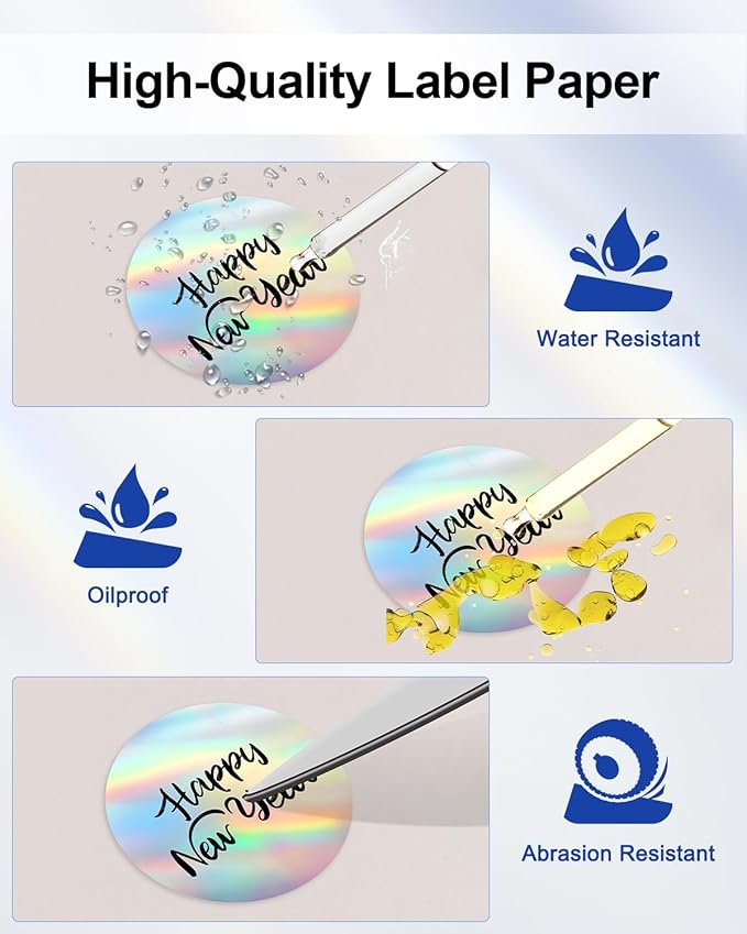 Phomemo 2" inch Round Reflective Thermal Labels, Color Self-Adhesive Stickers Label, Relly Cool Thermal Printer Label for Address, Logo, Shipping, Barcodes, QR Code (400 Labels/Rolls,1 Roll-DeskLoop Office