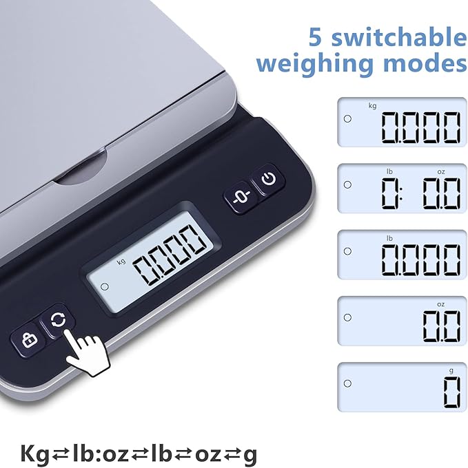 QP Shipping Scale, 86lb/0.1oz High Accuracy Digital Postal Scale for Packages, Hold/Tare Function, Backlit LCD Display, Flip-up Holder, Postage Scale, Mail Scale, Battery & Tape Measure Included-DeskLoop Office