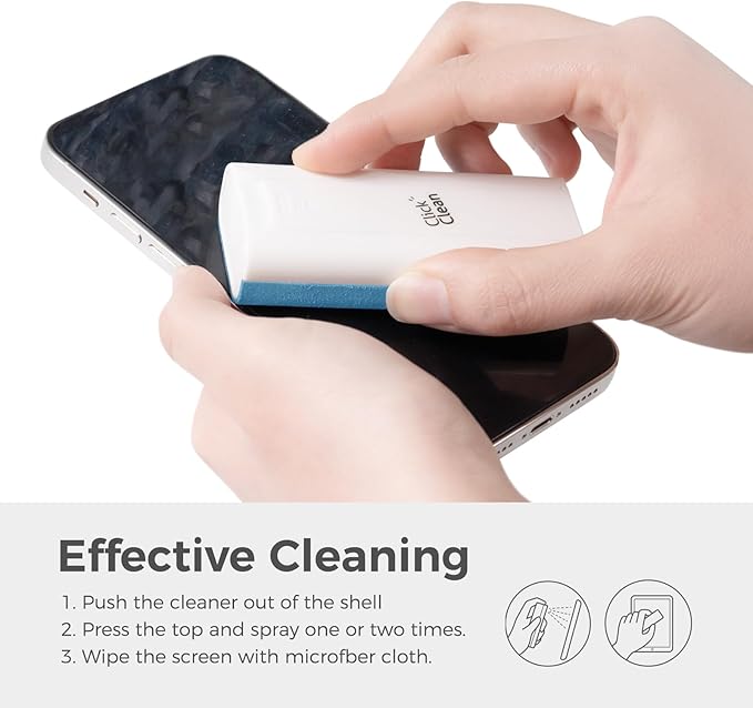 CLICK CLEAN Touchscreen Mist Cleaner, Screen Cleaner, All in One Screen Cleaner Spray with Microfiber and Phone Stand for All Phones, Laptop and Tablet Screens (Light Blue)-DeskLoop Office