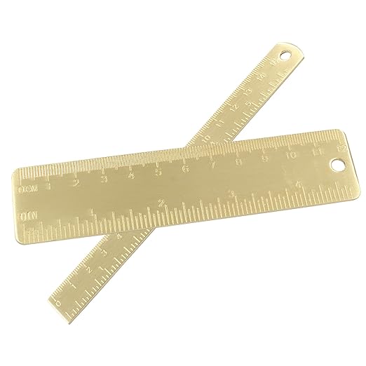 Straight Brass Ruler Set Vintage Metal Double-Sided Scale Ruler 4 Inch & 6 Inch, Metric Measurement Tool Drawing Measuring Tool (2 Pack)-DeskLoop Office