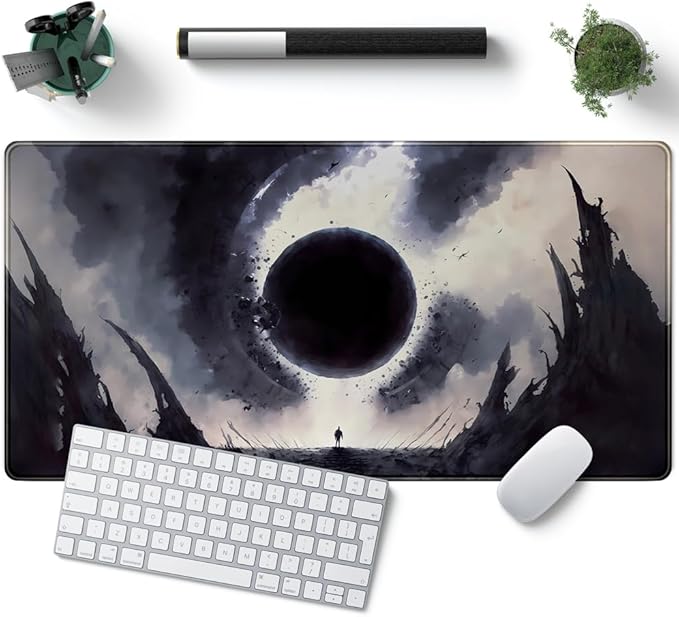 Black Moon Mousepad Gaming MTG Playmat Desk Mat Original Aesthetics Mouse Pad Large Gaming Mouse Pads Desk Pad XXL Keyboard Mat Full Desktop Mat Desk Cover Pad for Work Office Game (31.5x15.7 in)-DeskLoop Office