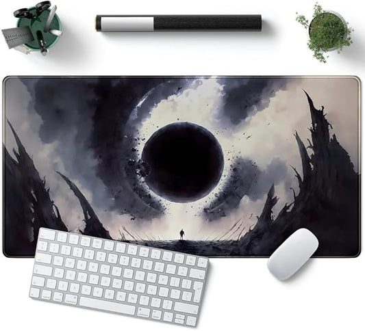 Black Moon Mousepad Gaming MTG Playmat Desk Mat Original Aesthetics Mouse Pad Large Gaming Mouse Pads Desk Pad XXL Keyboard Mat Full Desktop Mat Desk Cover Pad for Work Office Game (31.5x15.7 in)-DeskLoop Office