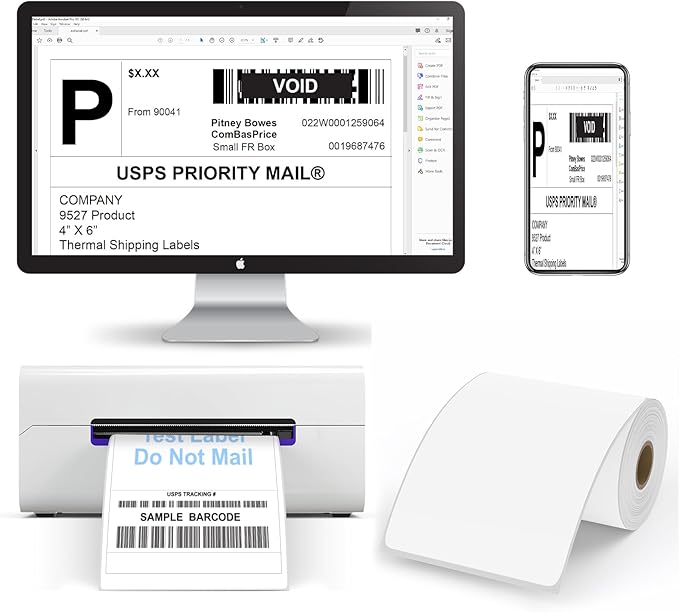 9527 Product 4x6 Blank Direct Thermal Shipping Labels for Zebra 2844 Zp-450 Zp-500 Zp-505,250 Labels/Roll,Total 100 Rolls