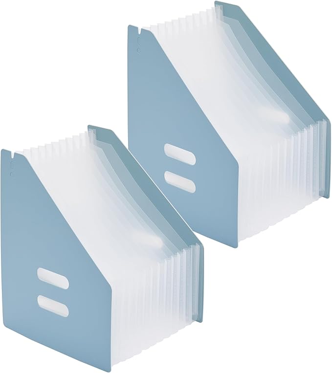 2-Piece Vertical Accordion Folder Manager, 13 Grid Expansion Pages, Vertically Opened Storage Bag for organizing Materials, School, Home, and Office letterhead, Sky Blue-DeskLoop Office