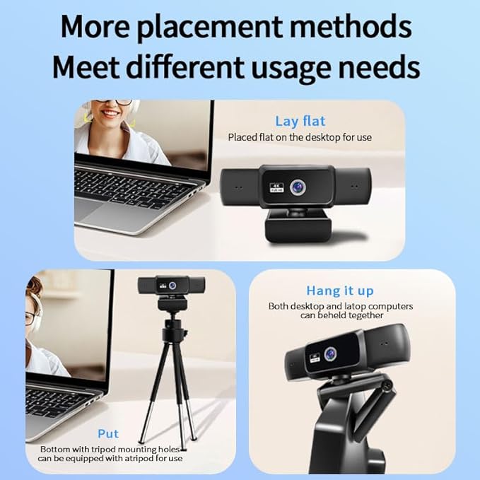 1080P Webcam, Compatible with PC/Laptop/Mac, Computer Camera with Low-Light Correction, AI Noise-Canceling Microphone, Adjustable Field of View, Built-in Privacy Shutter, Ideal for Meetings (W10)-DeskLoop Office