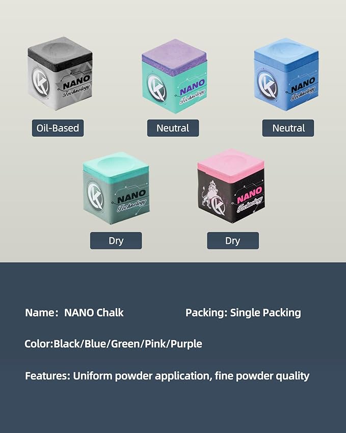 KONLLEN Pool Cue Chalk Nano Technology Billiard Chalk for Professional Tournament Dedicated Pool Chalk (Outstanding Performance, Reduce Miscue, Durable)-DeskLoop Office