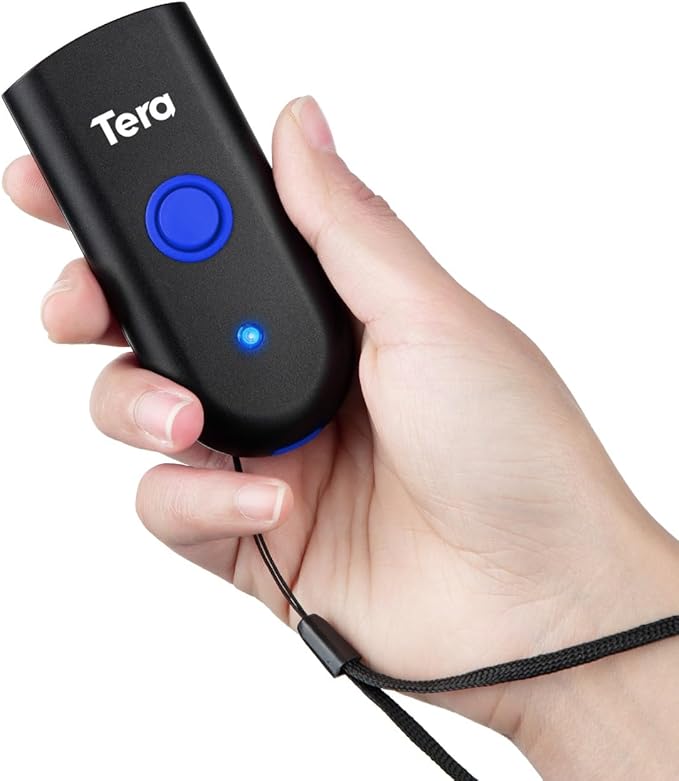 Tera Mini 1D Barcode Scanner: Pocket Waterproof Wireless Laser Scanner 3 in 1 Compatible with Bluetooth USB Wired Portable Bar Code Reader for Supermarket Logistics Work with iOS Windows Android 1100L-DeskLoop Office
