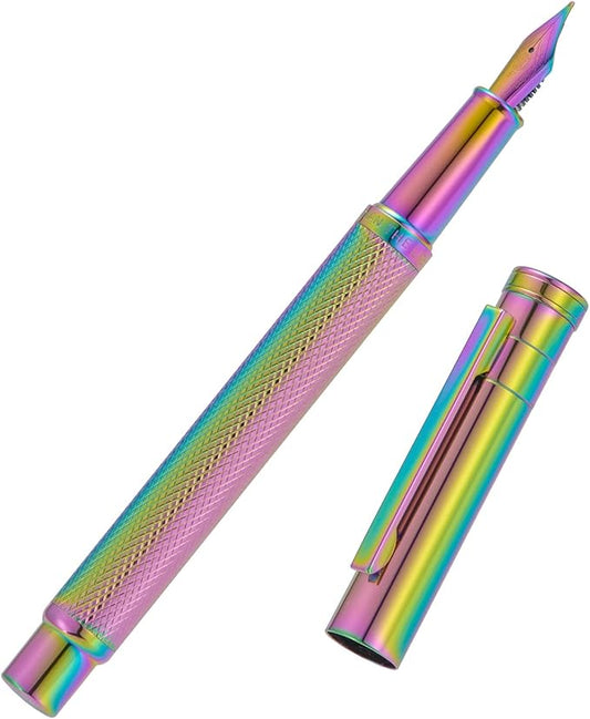 Asvine Hongdian Forest Fountain Pen Fine Nib Rainbow Color with Converter and Metal Pen Box Set-DeskLoop Office