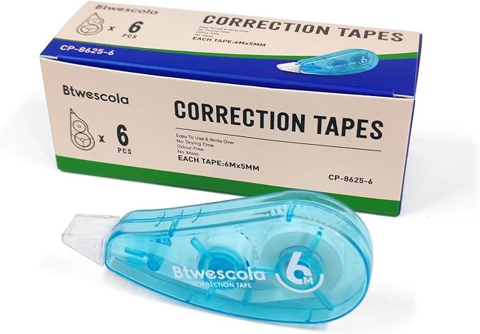 Correction Tape, Easy to Use Applicator for Instant Corrections, 19.7 Feet 6-Count Pack Correction Tape for School, Office, Crafting (6pcs/Set)-DeskLoop Office