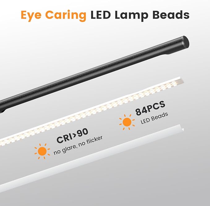 Metal LED Desk Lamp for Home Office - Foldable Industrial Desk Light with Base, 16" Dimmable Table Lamp for Reading, 4 Color Temps, 15W Modern Desktop Lamp for College Dorm Study Task Work-DeskLoop Office