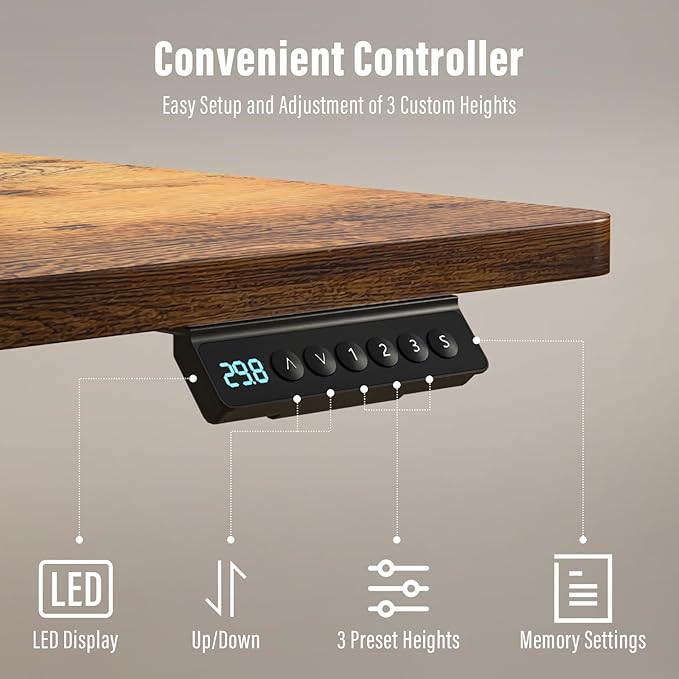 Standing Desk with Drawers,Thickened Table Legs Sit Stand Desk Electric for Home Office & Gaming,Ergonomic Stand Up Desk Cable Management Tray(Classic Black) (Rustic Brown, 48″ x 30″)-DeskLoop Office