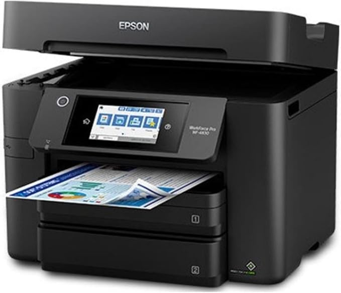 Epson Workforce Pro WF-4830 Wireless All-in-One Printer with Auto 2-Sided Print, Copy, Scan and Fax, 50-Page ADF, 500-sheet Paper Capacity, and 4.3" Color Touchscreen, Works with Alexa, Black, Large-DeskLoop Office