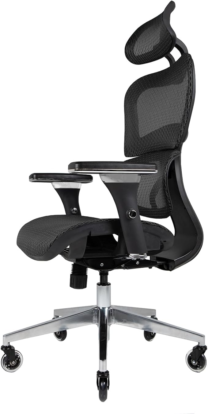 Nouhaus Ergo3D Ergonomic Office Chair Lumbar Support Mesh Office Chair with 4D Adjustable Armrest, Adjustable Headrest and Wheels, Mesh High Back Home Office Desk Chairs(Black)-DeskLoop Office