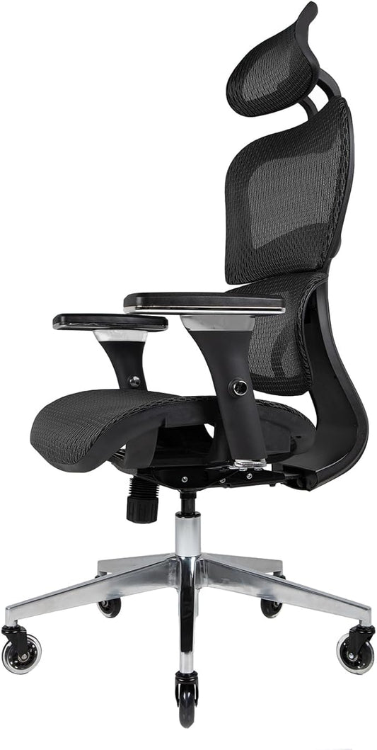 Nouhaus Ergo3D Ergonomic Office Chair Lumbar Support Mesh Office Chair with 4D Adjustable Armrest, Adjustable Headrest and Wheels, Mesh High Back Home Office Desk Chairs(Black)-DeskLoop Office