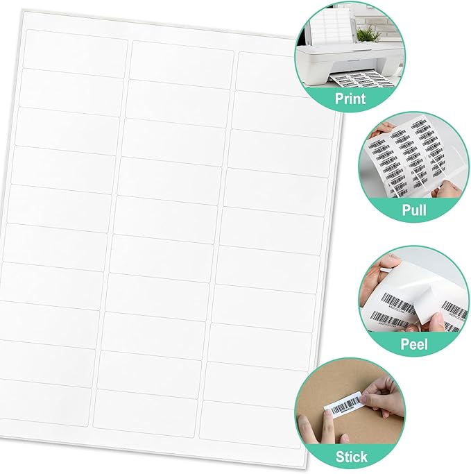 L LIKED Printable Address Labels, 1" x 2-5/8", 3,000 Labels, 30 per Sheet, Label Stickers for Envelopes (100 Sheets)-DeskLoop Office
