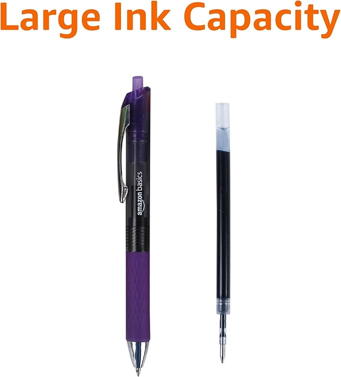 Amazon Basics Gel Pens Fine Point Smooth Writing Pens, Retractable, Assorted, 0.7mm, 12 Pack-DeskLoop Office