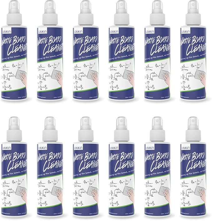 loukin Non-Toxic Whiteboard Cleaner, 8.5 fl oz Dry Erase Board Cleaner, White board Cleaning Spray, Removes Stubborn Marks from Whiteboards, Chalkboard (12-Pack)-DeskLoop Office