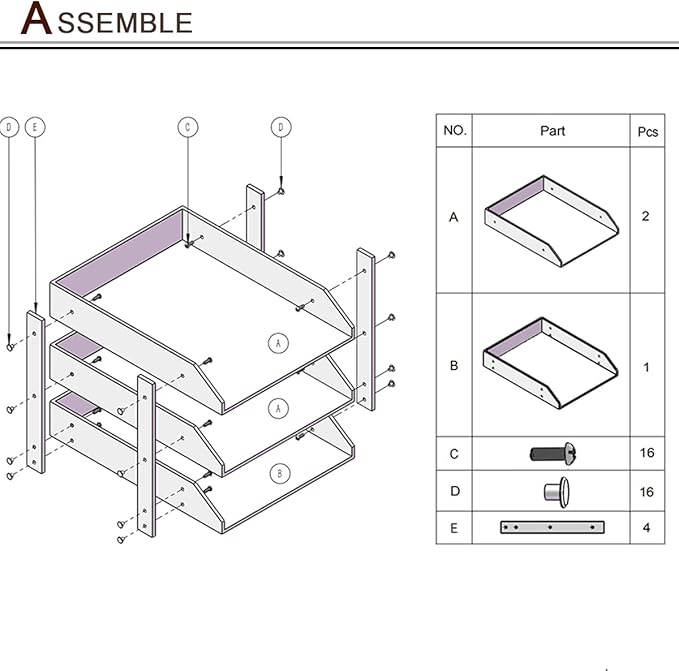 KINGFOM Letter Tray, Leather Paper Organizer Tray, Wooden Desk File Holder, Desktop File, Stackable Magazine Holder, Mail Sorter, Great for Home or Office - 3 Level Brown-DeskLoop Office