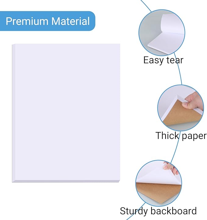 6 Pack Blank White Memo Pads 8.5X11 Inch Unlined Note Pad Scratch Pads for Office, School, and Home Use (Each Pad 50 Sheets)-DeskLoop Office