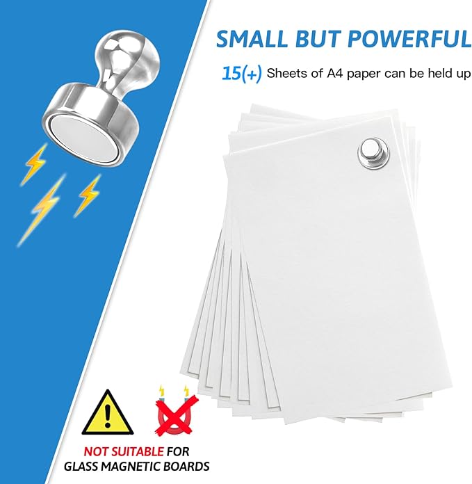 20Pack Magnets for Whiteboard Strong Fridge Magnets Silver Push Pin Refrigerator Locker Magnets for School and Home-DeskLoop Office