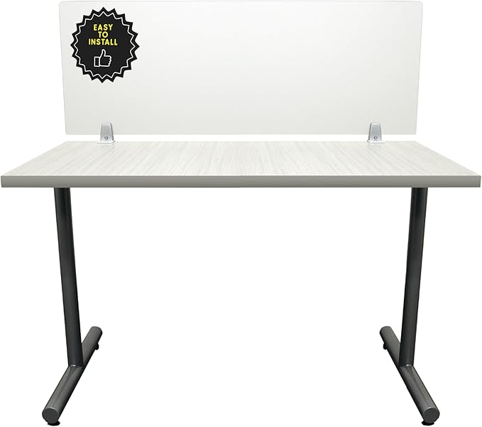 Obex Frosted Acrylic Desk Mounted Privacy Panel, 18", Aluminum
