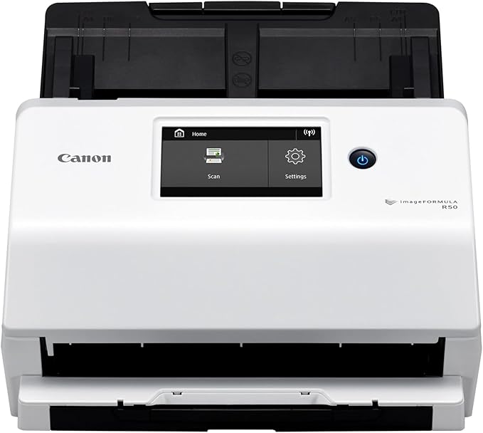 Canon imageFORMULA R50 Business Document Scanner for PC and Mac - Color Duplex Scanning - Connect with USB Cable or Wi-Fi Network - LCD Touchscreen - Auto Document Feeder - Easy Setup-DeskLoop Office