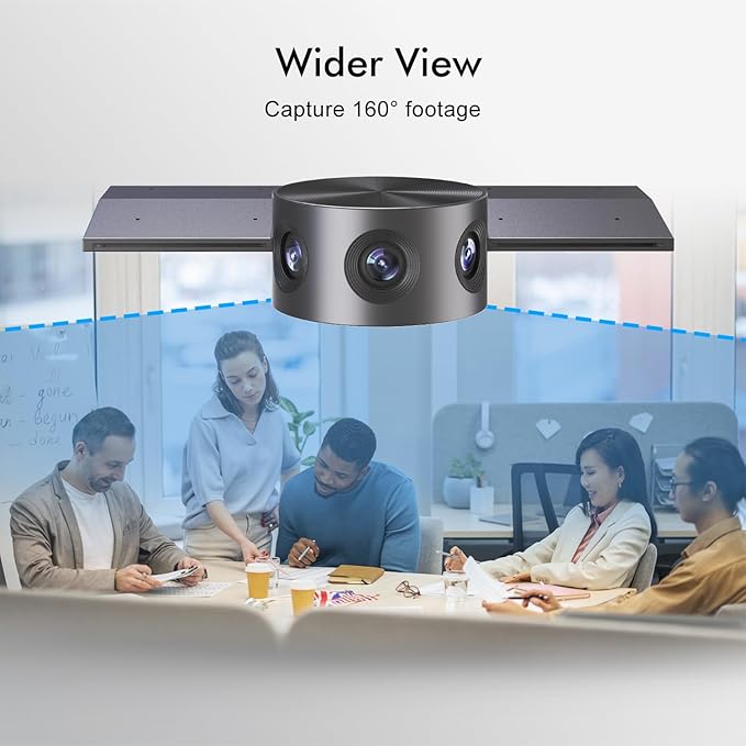 Panoramic 180° Video Camera, Immersive Video Conference Experience, both Overall and Speakers’ Close-up view, 1080P Webcam for Huddle Room and Homebased Office, Plug and Play with Micro SD Card Slot-DeskLoop Office