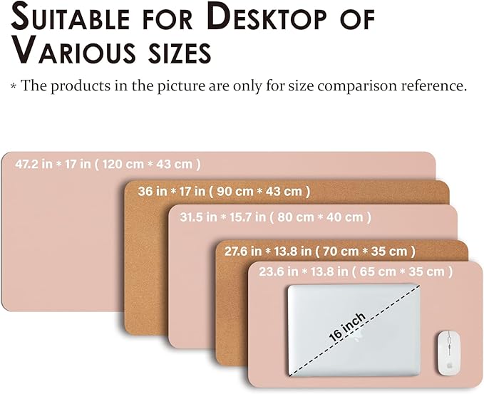 Large Cork Desk Mat - 47.2"x 17" Desk Pad for Office and Home - Ideal for Large Mouse Pad and Desk Mats on Top of Desks(Pink)-DeskLoop Office