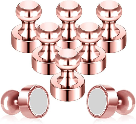 Pack of 8 Rose Gold Pink Push Pins Ideal Whiteboard Refrigerator Magnets - Adult Small Strong Magnets for Kitchen Classroom Office-DeskLoop Office
