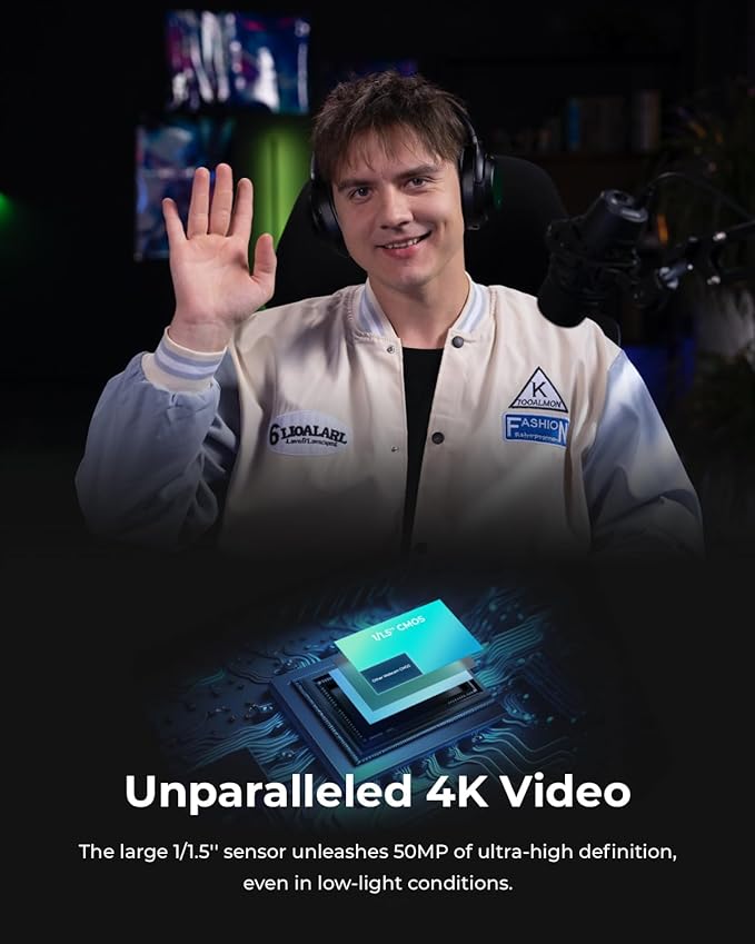 OBSBOT Tiny 2 Webcam 4K Voice Control PTZ, AI Tracking Multi-Mode & Auto Focus, Web Camera with 1/1.5" Sensor, Gesture Control, 60 FPS, HDR Light Correction, Webcam for PC, Streaming, Meeting, etc.-DeskLoop Office