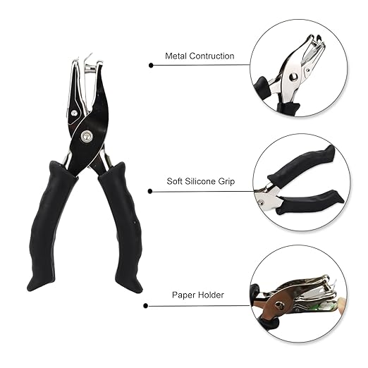 1/4” Circle Shaped Hole Puncher,Handheld Single Hole Punch with Black Soft Grip Handle,One Hole Paper Punch for Paper Crafts Tag in Home, Office, Classroom.-DeskLoop Office