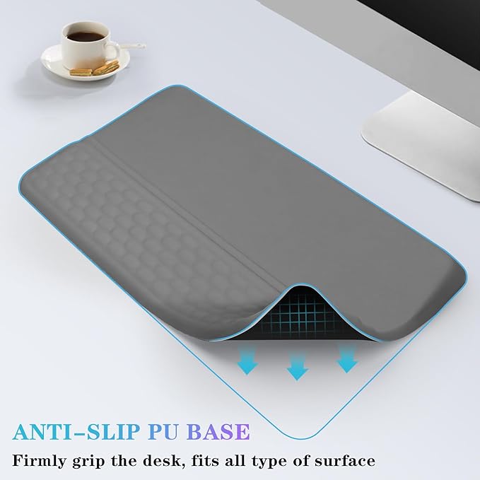 Computer Keyboard Stand with Wrist Rest, Ergonomic Tilted Keyboard Holder - Keyboard Riser with Wrist Pad - Keyboard Tray Support for Office Home - Gray-DeskLoop Office