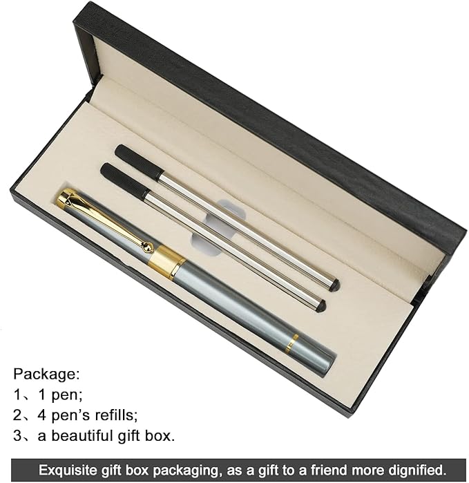 YIVONKA Ballpoint Pen Black Refill,Luxury Ballpoint Line width 0.5mm,Best Ball Pen Gift Set for Men & Women Professional Executive,Office,Nice BallPens Classy Gift Box (Blue)-DeskLoop Office