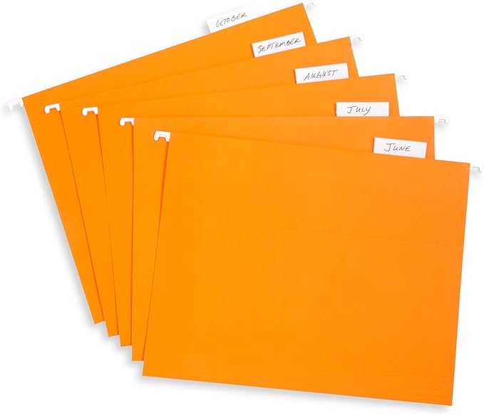 Blue Summit Supplies Hanging File Folders, 25 Reinforced Hang Folders, Designed for Home and Office Color Coded File Organization, Letter Size, Orange, 25 Pack-DeskLoop Office