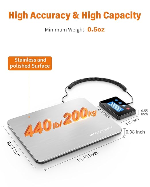 Shipping Scale 0.5oz-440lb High Accuracy Postal Digital Weight Luggage Scale for Packages Warehouse Home Small Business Pet Food Mail-DeskLoop Office