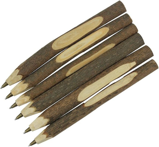 Handmade Wooden Ballpoint Pen Creative Original Ecological Wood Pen Long Style (about 6.7 inches, 17 cm) - 6 pcs-DeskLoop Office