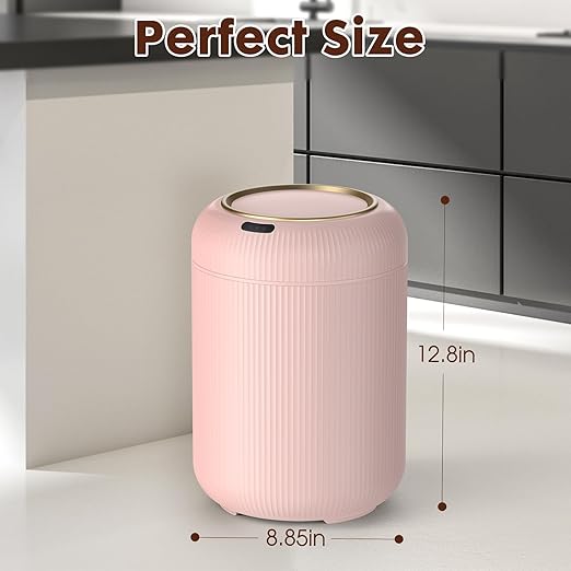 Procade Automatic Motion Sensor Bathroom Trash Can with Lid, 3 Gallon Touchless Trash Bin, Smart Plastic Garbage Can, Mini Pink Wastebasket for Toilet, Office, rv, Bedroom, Living Room-DeskLoop Office