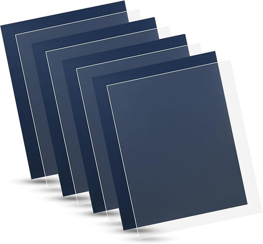 100 Pack Binding Covers Set, 8.5x11 Inches, Including 50 Pcs 12 Mil Ultra Clear PET Binding Covers, 50 Pcs 12 Mil Navy Sand Textured-DeskLoop Office