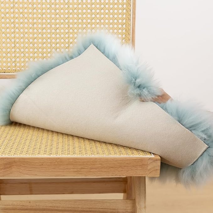 LLB Sheepskin Chair Cushion Non-Slip Back Square Genuine Fur Chair Cover Silky - Image 6