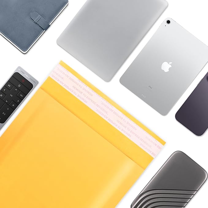 Kraft bubble mailers 6x9 Inch 200 Pack,Self-Sealing Paper Envelopes for Packaging,Strong Adhesion Envelope Mailers, Small Waterproof Cushioned Padded Shipping Bags Yellow #0-DeskLoop Office