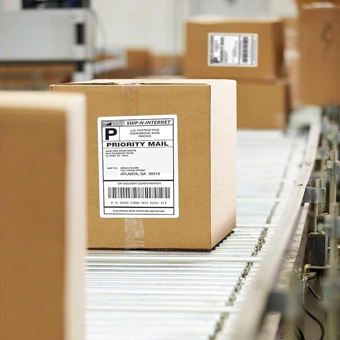 FungLam 4" x 6" Direct Thermal Shipping Labels - Pack of 500 Fanfold Labels - White Perforated, Permanent-Adhesive, Compatible Zebra & Rollo Thermal Label Printer-DeskLoop Office