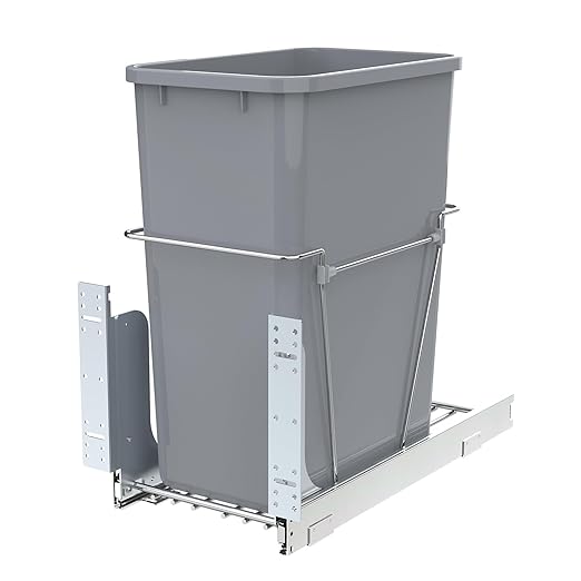 Single Pullout Trash Can for Under Kitchen Cabinets Include Single 35QT Trash Bin Doesn't Include Door Fittings, Bottom-Mount Recycling Bin-DeskLoop Office