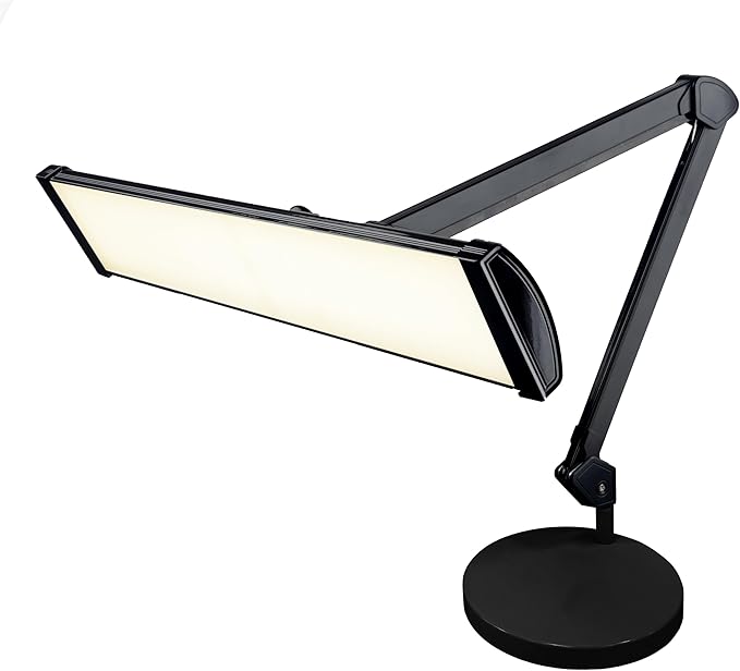 Neatfi Ultra 3,500 Lumen LED Desk Lamp, Color Correlated Temperature, 3 Light Modes, Dimmable, 45W, 26 Inch Wide Metal Shade, 540 SMD LEDs (CCT with Base, Black)-DeskLoop Office