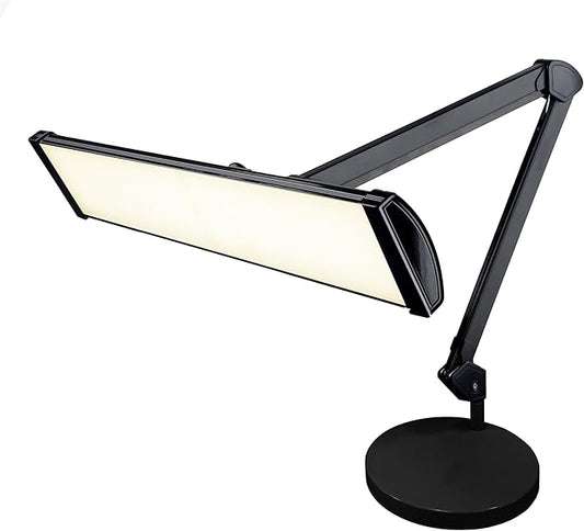 Neatfi Ultra 3,500 Lumen LED Desk Lamp, Color Correlated Temperature, 3 Light Modes, Dimmable, 45W, 26 Inch Wide Metal Shade, 540 SMD LEDs (CCT with Base, Black)-DeskLoop Office