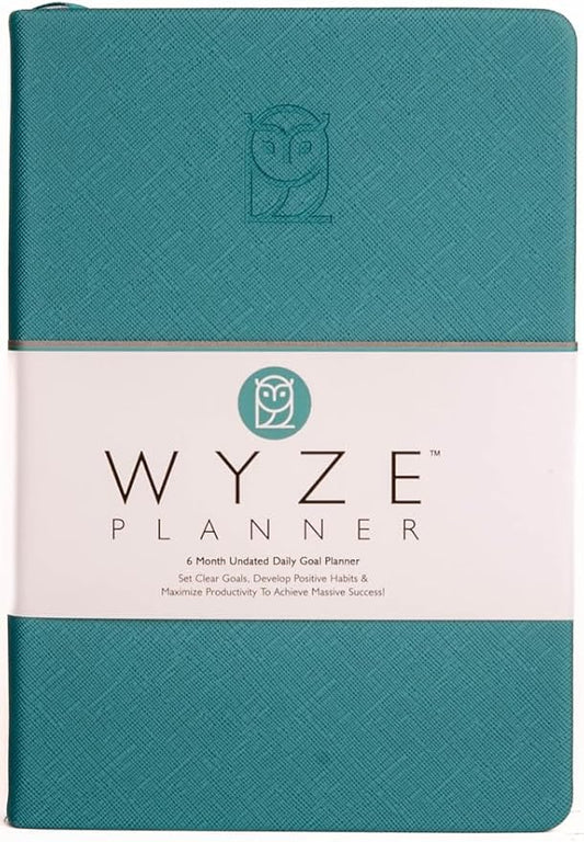 Undated Daily Planner – 6-Month A5 Productivity Organizer with Full Page Per Day, Hourly Schedule, Goal Setting, Habit Tracker, Weekly & Monthly Pages – Hardcover Time Management Notebook (Turquoise)-DeskLoop Office