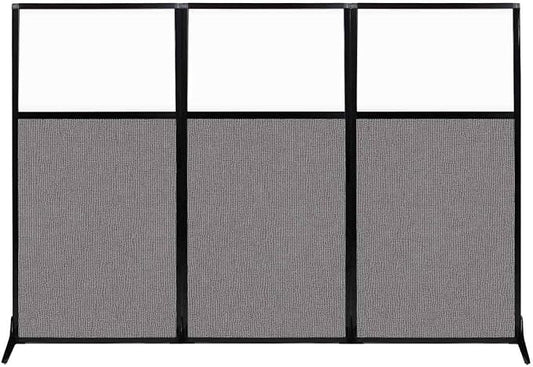 Versare Workstation Partition | Portable Wall Divider | Modern Office Cubicle | Free Standing Privacy Screen | Flexible Work Space | 99" x 70" W/Window, Slate Fabric Panels-DeskLoop Office