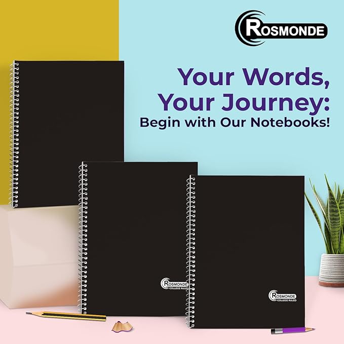 1 Subject Spiral Notebook, 12 Pack, College Ruled, Water Resistant Cover, Thick 140 Pages/Book (70 Sheets), 8 x 10-1/2, 3 Hole, Bulk School & Office, Black Cover-DeskLoop Office