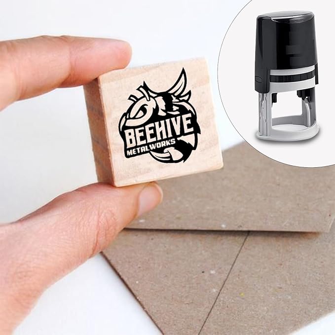 Choose Size - Logo Stamp | Custom Stamp | Personalized Business Stamp | Business Logo Stamp | Business Logo Personalized Stamp or Image Small Large Medium Round Custom Stamps Self Inking-DeskLoop Office