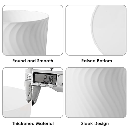 YGJT Small Trash Can, 6 Pack 1.8 Gallons Bathroom Trash Can, Slim Waste Basket, Round Garbage Can, Plastic Trash Bin for Kitchen, Dorm, Bedroom, Office, Living Room, Study, Compact Spaces(White)-DeskLoop Office