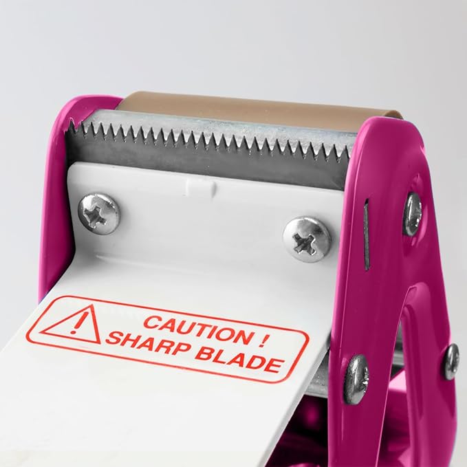 Heavy Duty Metal Frame Tape Gun - 3" Core with Special Ergonomic Handle - Packing Tape Dispenser with Premium Tempered Steel Blade for 2" Tape Rolls-DeskLoop Office